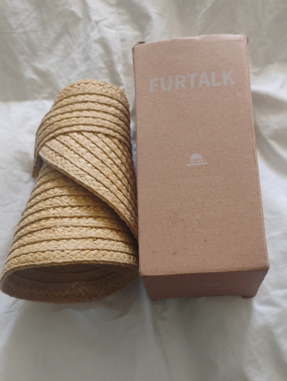 Furtalk Woven Straw Sun Visor Hat - Natural Beige